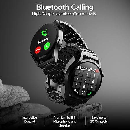 boAt Lunar Embrace w/ 1.51" (3.8 cm) AMOLED Display, BT Calling, Smart Watch for Men & Women(Steel Grey) - Rajputtrade
