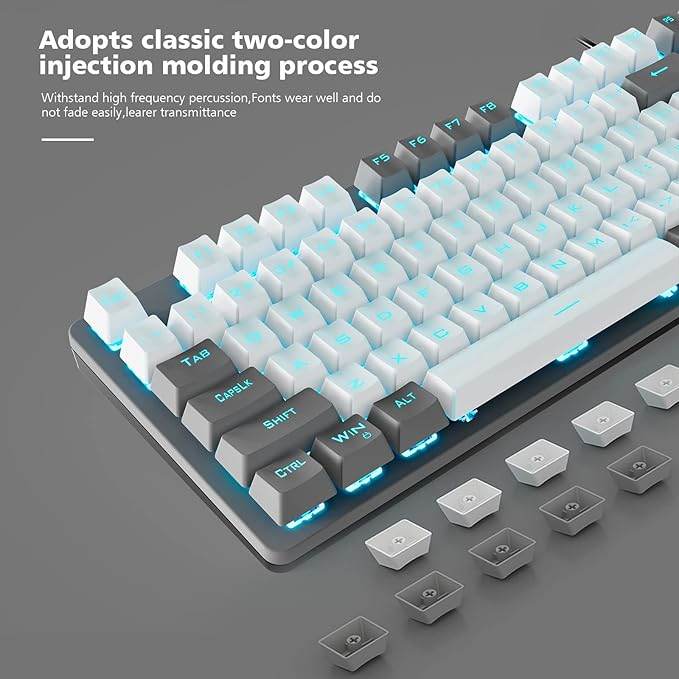 AULA F3287 TKL Tenkeyless Mechanical Wired USB Gaming Keyboard | 8 Different Pre-Set Game Modes Without Numlock Keys (Grey, White) - Rajputtrade