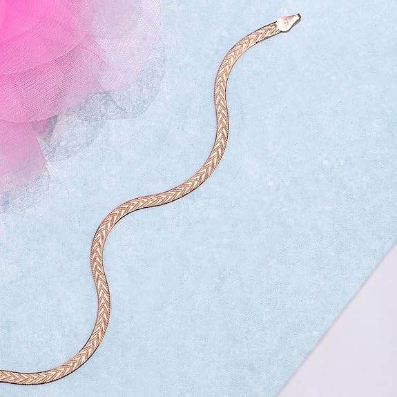 925 Sterling Silver Rose Gold Plating Braided Abstract Anklets (Single) | Gift for Women & Girls | - Rajputtrade