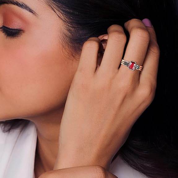 925 Silver Oxidised Silver Fuchsia Ring, Adjustable | Gifts for Women and Girls | - Rajputtrade