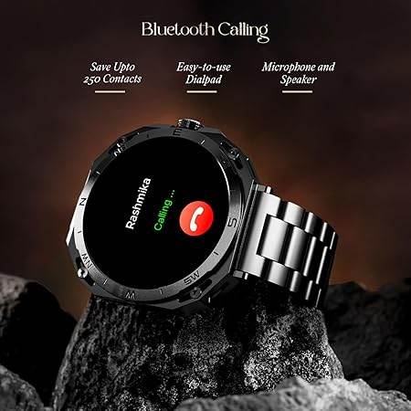 boAt Enigma Z20 Smart Watch w/ 1.51" (3.8 cm) HD Display, Luxurious Metal Body Design, IP68(Metal Black) - Rajputtrade