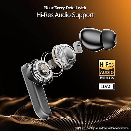 boAt Airdopes 800 HiDef, Hi-Res Audio LDAC, 4Mic ENx, App Support, ASAP Charge, IPX5, Low Latency, Dual Pairing, BTv5.3, Bluetooth TWS in Ear Earbuds Wireless Earphones (Graphite Grey) - Rajputtrade