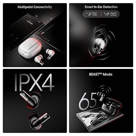 boAt Airdopes Ultra Pro (2025), 100Hrs Battery, Dual Pairing, Spatial Audio, App Support, Fast Charge, 4Mics ENx, v5.3 Bluetooth Earbuds, TWS Ear Buds Wireless Earphones with mic (Zinc White) - Rajputtrade