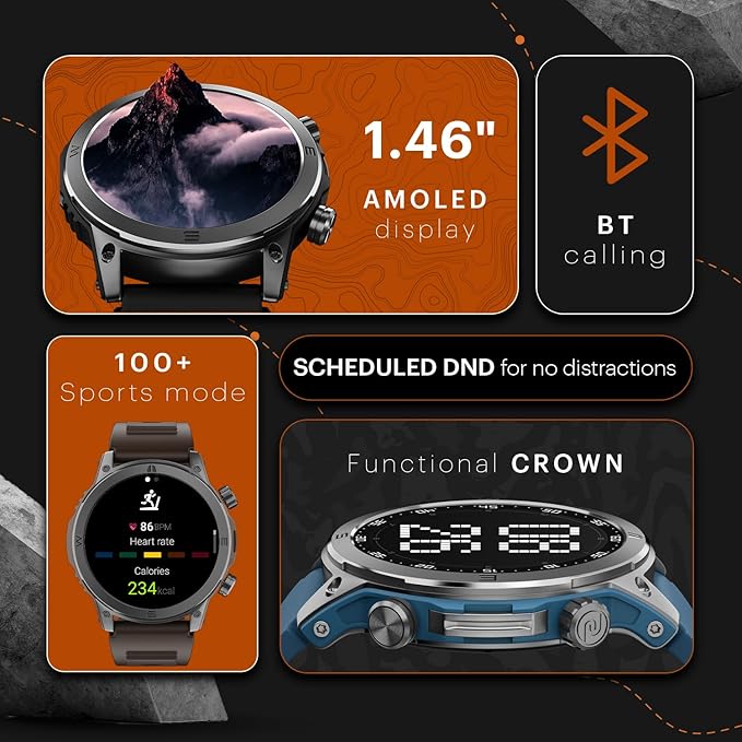 Newly Launched Noise Endeavour Rugged Design 1.46" AMOLED Display Smart Watch (Teal Blue) - Rajputtrade
