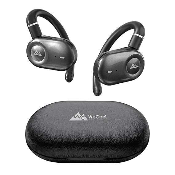WeCool Moonwalk M3 Open Ear Earbuds Wireless with Multi-Angle Adjustment, 80Hrs Playback, IP55 Waterproof (Black) - Rajputtrade
