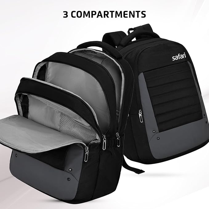 Safari Spade 34L Formal Laptop Backpack with Raincover, Antitheft Pocket, 3 Compartments, Front Pocket, Smart Trolley Sleeve, Office Bag, College Backpack, Travel Bag, School Bag - Rajputtrade