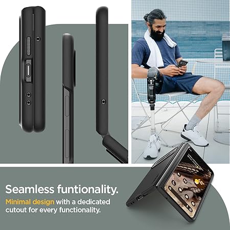 Spigen Thin Fit for Google Pixel Fold Case, Pixel Fold Back Cover - TPU+PC|Black