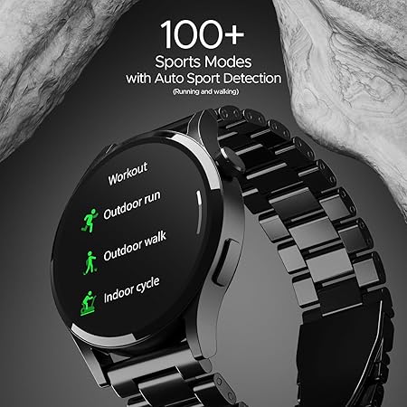 boAt Lunar Embrace w/ 1.51" (3.8 cm) AMOLED Display, BT Calling, Smart Watch for Men & Women(Steel Black)