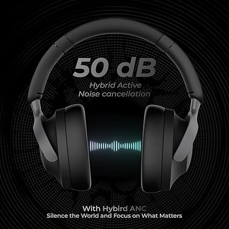 ZEBRONICS SILENCIO 111, Wireless Headphone, Hybrid ANC (50dB), 55*Hrs Backup, Bluetooth v5.4 (Black) - Rajputtrade