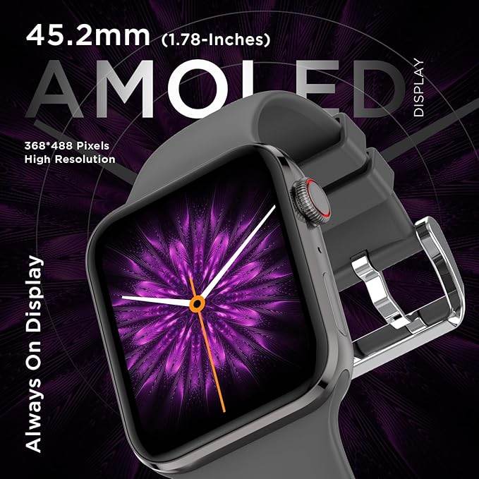 Fire-Boltt Visionary 1.78" AMOLED Bluetooth Calling Smartwatch with 368 * 448 Pixel Resolution, TWS Connection (Dark Grey) - Rajputtrade