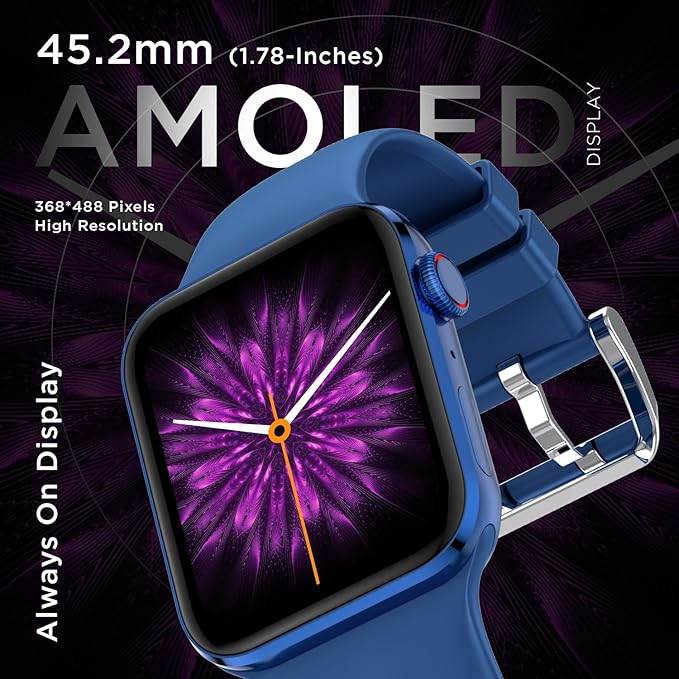 Fire-Boltt Visionary 1.78" AMOLED Bluetooth Calling Smartwatch with 368 * 448 Pixel Resolution, TWS Connection (Blue) - Rajputtrade