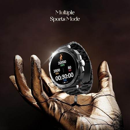 boAt Enigma Z20 Smart Watch w/ 1.51" (3.8 cm) HD Display, Luxurious Metal Body Design, IP68(Metal Black) - Rajputtrade