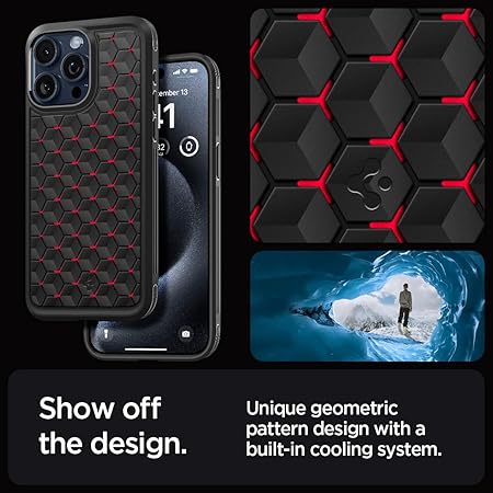 Spigen Cryo Armor Back Cover Case Compatible with iPhone 15 Pro Max (TPU + Poly Carbonate | Cryo Red)