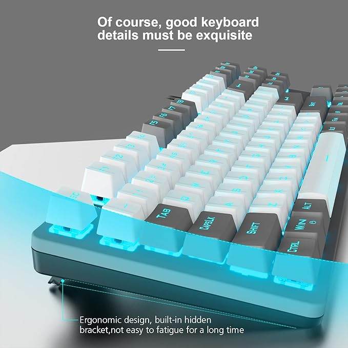 AULA F3287 TKL Tenkeyless Mechanical Wired USB Gaming Keyboard | 8 Different Pre-Set Game Modes Without Numlock Keys (Grey, White) - Rajputtrade