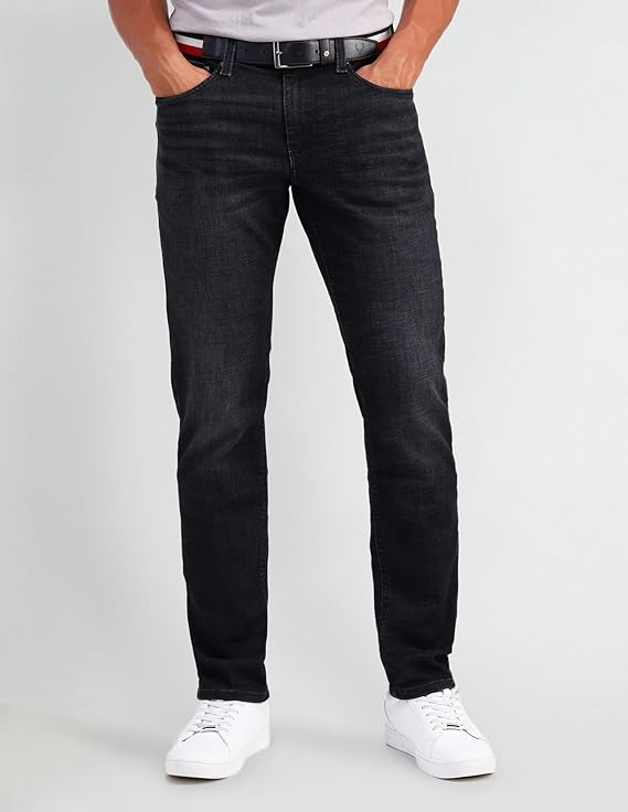 U.S. Polo Assn. Denim Co. Men's Black Mid Rise Wash Button Cotton Slim Jeans - Rajputtrade