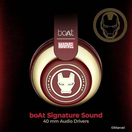 boAt Rockerz 450, 15 HRS Battery, 40mm Drivers, Padded Ear Cushions, Wireless Headphone with Mic (Stark Red) - Rajputtrade
