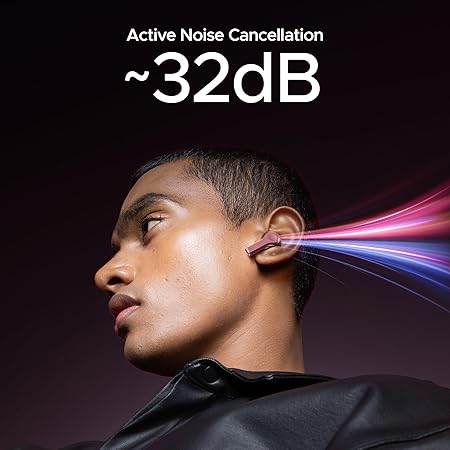 boAt Nirvana Space, 360 Spatial Audio, Active Noise Cancellation (~32dB), 100Hrs Battery,4Mics ENx, Fast Charge, v5.3 Bluetooth TWS in Ear Earbuds Wireless Earphones with mic (Pink Punch) - Rajputtrade