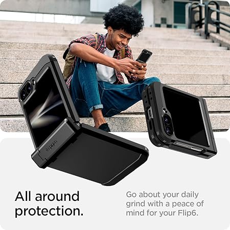 Spigen Tough Armor Pro for Samsung Galaxy Z Flip 7 FE Case, Galaxy Z Flip 6 Back Cover - TPU+PC|Black