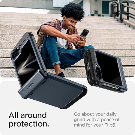 Spigen Tough Armor Pro for Samsung Galaxy Z Flip 7 FE Case, Galaxy Z Flip 6 Back Cover - TPU+PC|Metal Slate