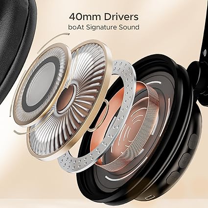 boAt Rockerz 450 Pro Bluetooth On Ear Headphones with Mic with 70 Hours Battery, 40Mm Drivers (Black)