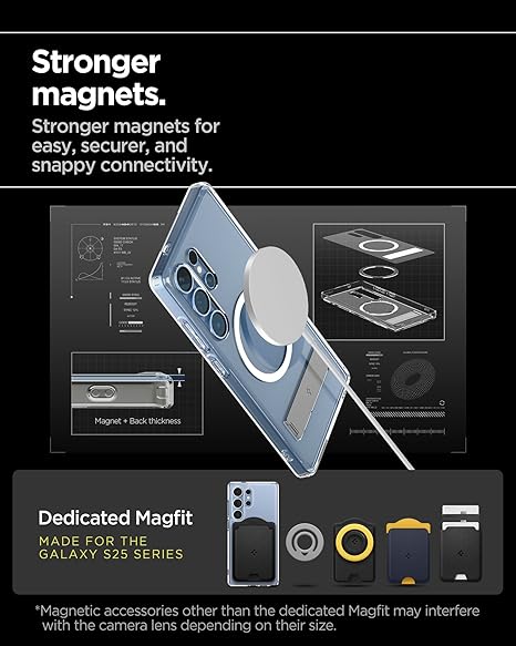 Spigen Ultra Hybrid S MagFit for Samsung Galaxy S25 Ultra Case, Transparent Galaxy S25 Ultra Back Cover - TPU+PC|Clear White