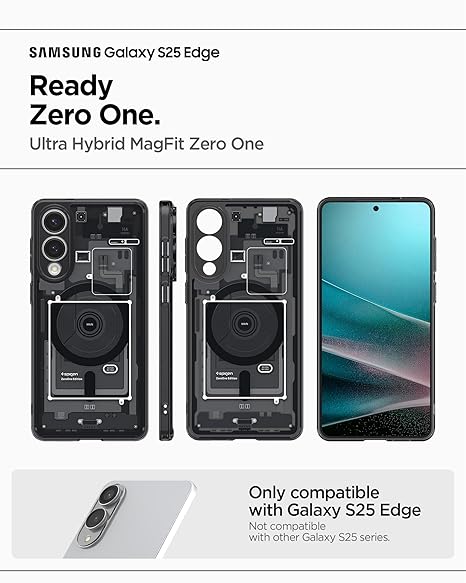 Spigen Ultra Hybrid MagFit for Samsung Galaxy S25 Edge Case, Galaxy S25 Edge Back Cover - Zero One Black