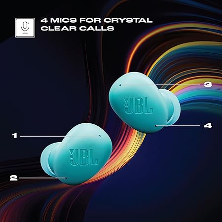 JBL Wave Buds 2 Ear Buds Wireless BluetoothV5.3, Active Noise Cancellation Earbuds,Multi Connect, App for Customized Extra Bass Eq, Relax Mode,Speed Charge, 40H Playback, Fast Pair, 4 Mics,IP54(Blue)