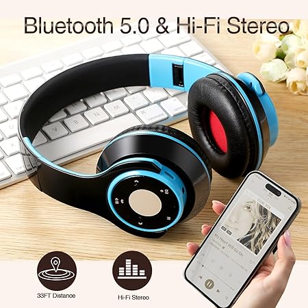 Bluetooth Headphones Over Ear, Wireless Headphones with 5 EQ Modes, 20 Hours Playtime (3 Color options)