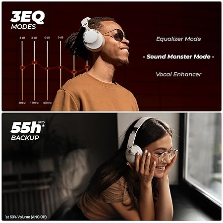 ZEBRONICS SILENCIO 111, Wireless Headphone, Hybrid ANC (50dB), 55*Hrs Backup, Bluetooth v5.4 (Black) - Rajputtrade