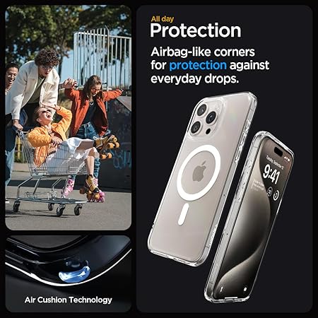 Spigen Ultra Hybrid MagFit Back Cover Case Compatible with iPhone 15 Pro (TPU + Poly Carbonate | White)