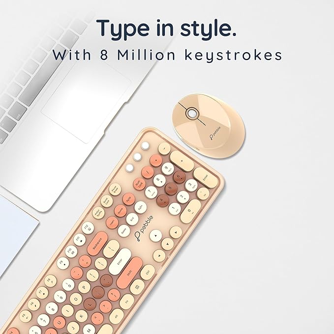 Pebble Digit002 Wireless Keyboard & Mouse Combo with 8 Million Keystrokes - Peach - Rajputtrade