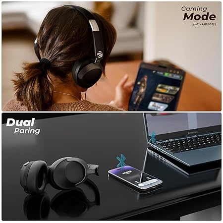 ZEBRONICS SILENCIO 111, Wireless Headphone, Hybrid ANC (50dB), 55*Hrs Backup, Bluetooth v5.4 (Black) - Rajputtrade