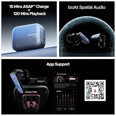 boAt New Launch Nirvana X TWS,Knowles Dual Drivers, Hi-Res Audio LDAC, App Support,4Mics ENx, Dual Pair, Spatial Audio, Fast Charge (Blue) - Rajputtrade
