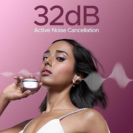 boAt Nirvana Ion ANC, Active Noise Cancellation(~32dB), 120Hrs Battery, App Support, Crystal Bionic Sound, 4Mics ENx, v5.3 Bluetooth Earbuds, TWS Ear Buds Wireless Earphones with mic (Rose Quartz) - Rajputtrade