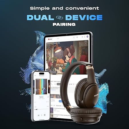 Noise Newly Launched Three Wireless On-Ear Headphones with 70H Playtime, 40mm Driver, Low Latency(up to 45ms),Dual Pairing, BT v5.3 (Brown) - Rajputtrade