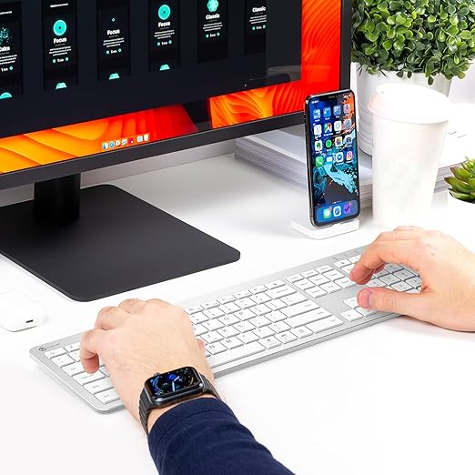 Wireless Keyboard and Mouse GK08 - Rechargeable, Ergonomic, Quiet, Full Size Design with Number Pad, 2.4G Stable Connection Slim Mac Keyboard and Mouse for Windows, Mac OS Computer, Silver - Rajputtrade