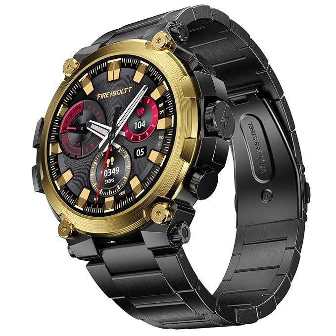 Fire-Boltt Dominian 36.3mm (1.43 inch) AMOLED Display, IP67, Weather Updates (Black Gold) - Rajputtrade