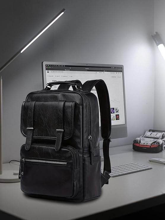FUR JADEN Vegan Leather Stylish 15.6 Inch Laptop Backpack Travel Weekender Bag For Men Women - Rajputtrade