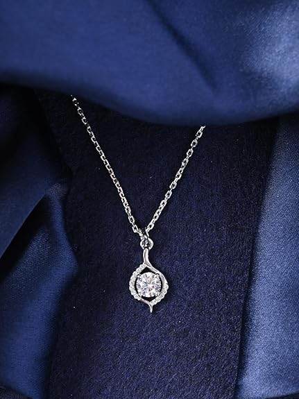925 Sterling Silver Etta Solitaire Pendant Earrings Chain Necklace Jewellery Set | Platinum Plated, Swiss Zirconia |Gift for Women and Girls - Rajputtrade
