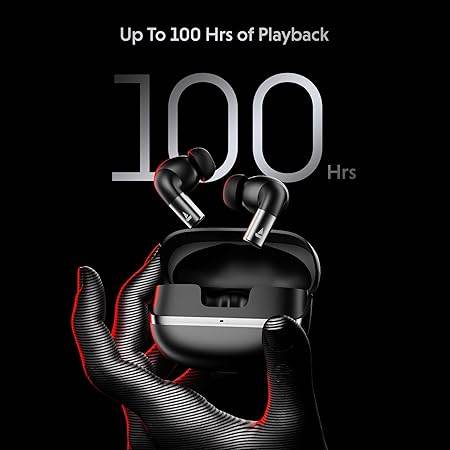 boAt Airdopes Ultra Pro, 100Hrs Battery, Dual Pairing, Spatial Audio, App Support, Fast Charge, 4Mics ENx, v5.3 Bluetooth Earbuds (Black) - Rajputtrade