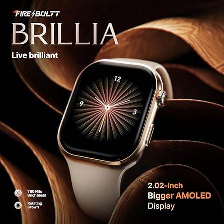 Fire-Boltt Brillia Smart Watch with 51.3mm (2.02 inch) AMOLED Display, Bluetooth Calling, SpO2 (Brillia, Beige) - Rajputtrade