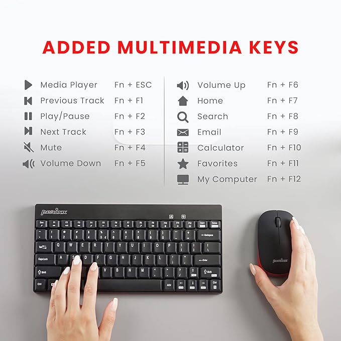 Perixx PERIDUO-712, Wireless Mini Keyboard and Mouse Combo - Nano Receiver - Black - Rajputtrade