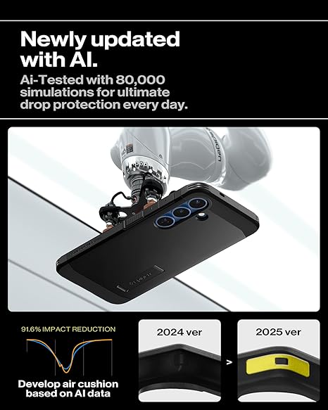 Spigen TPU+PC Tough Armor (AI) Magfit For Samsung Galaxy S25+ Case, Galaxy S25 Plus Back Cover - Black