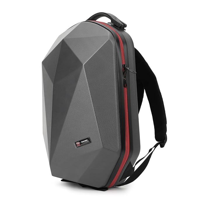 SWISS MILITARY Hard Shell Travel Backpack UFO, Alien Series Dimond Cut ABS Hardshell upto 15.6 Inch Laptop - Rajputtrade