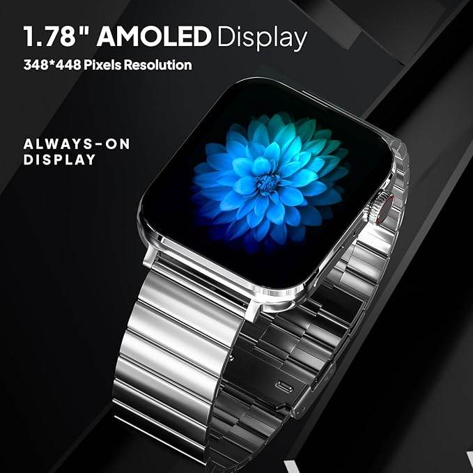Fire-Boltt Visionary Ultra 1.78" AMOLED, Stainless Steel Luxury Smart Watch, TWS Connection (Silver) - Rajputtrade