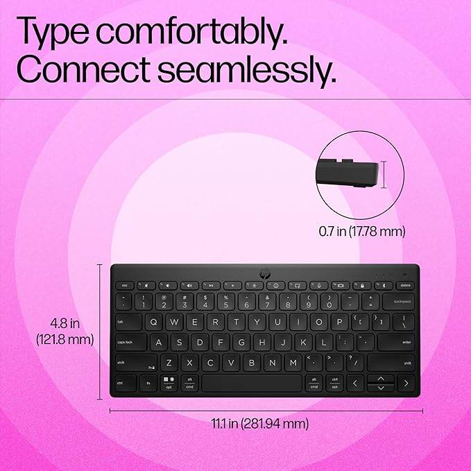 HP 350 Compact Multi-Device Bluetooth Wireless Keyboard; LED Indicator, Battery Life Up to 24 Months - Rajputtrade