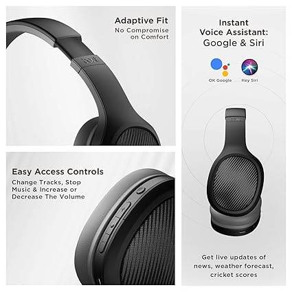 boAt Rockerz 460 Wireless Over Ear Headphones w/Up to 30hrs Playtime, 40mm Drivers (Black) - Rajputtrade