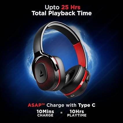 boAt Rockerz 425 Bluetooth Wireless Over Ear Headphones with Mic Signature Sound, 25H Playtime, Bluetooth V5.2 (Black) - Rajputtrade