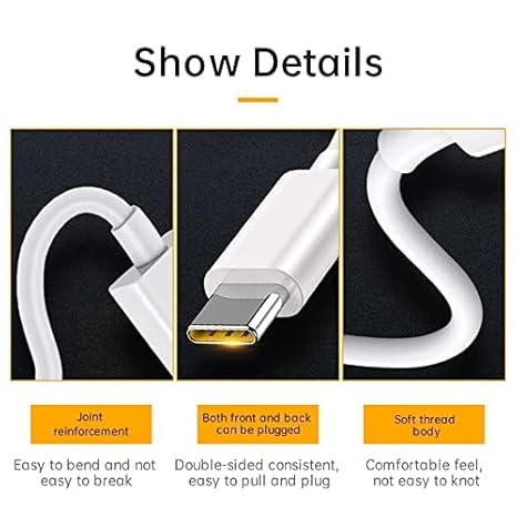 65W Super Vooc Charge, Data Sync Fast Charging Type-C Cable Compatible for Realme XT, Realme XT 730G (1 Meter, White)