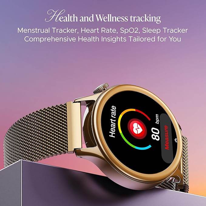 boAt Enigma Daze Women's Luxury Smart Watch w/ 1.3”(3.3cm) Luminous Display, HR & SpO2 (Metallic Gold) - Rajputtrade
